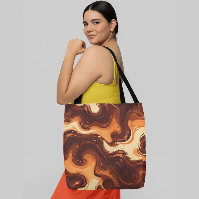 Abstract swirling patterns in shades of brown tote bag (Creator Uploaded)