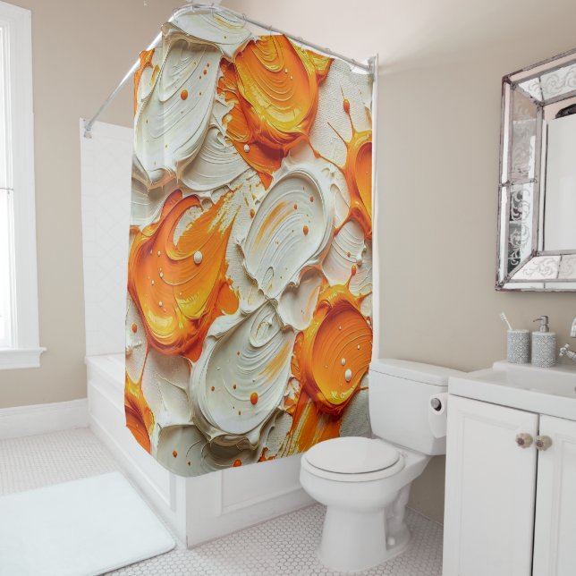 Abstract Swirling Teal and Orange Glossy Fluid Spl (In Situ)