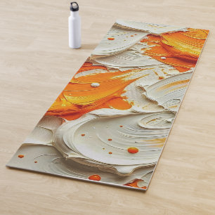 Abstract Swirling Teal and Orange Glossy Fluid Spl Yoga Mat