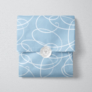 Abstract Swirling Vine   Elegant Line Art Blue Tissue Paper