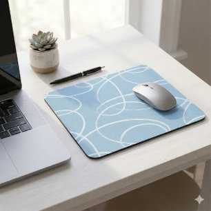 Abstract Swirling Vine   Modern Texture Desk Blue Mouse Pad