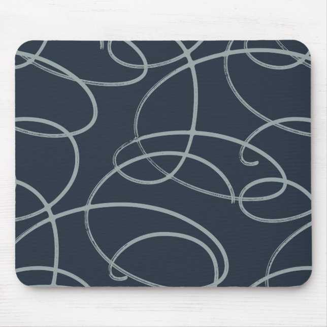 Abstract Swirling Vine | Modern Texture Desk Navy Mouse Pad (Front)