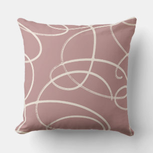 Abstract Swirling Vine Modern Texture Dusty Pink Throw Pillow