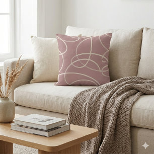Abstract Swirling Vine   Modern Texture Dusty Pink Throw Pillow