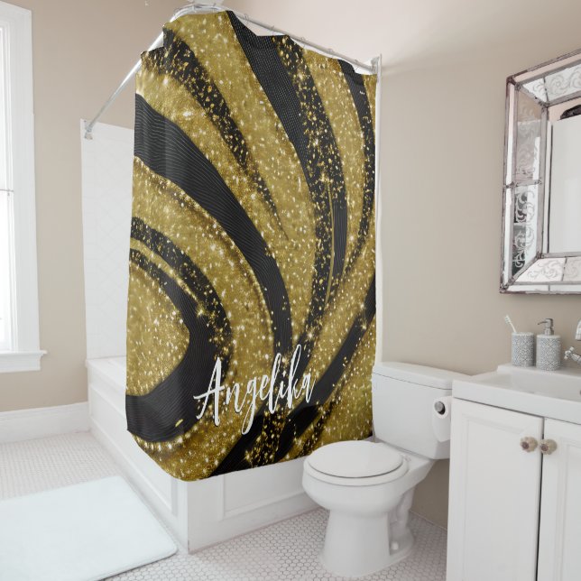 Abstract Swirls Black and Gold Personalized Name (In Situ)