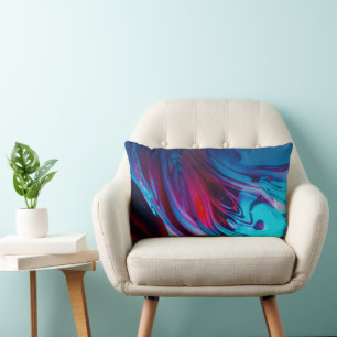 Abstract Swirls - Blue Red Purple Modern Pattern Lumbar Pillow