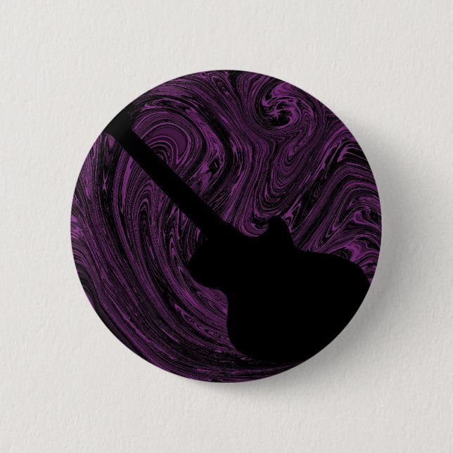Abstract Swirls Guitar Button, Purple 2 Inch Round Button (Front)
