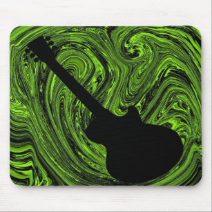 Abstract Swirls Guitar Mousepad, Green Mouse Pad