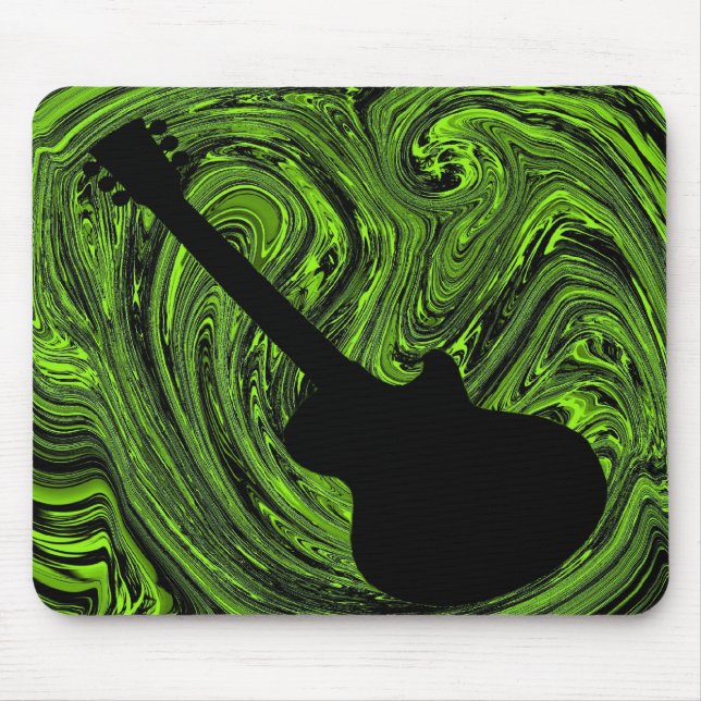 Abstract Swirls Guitar Mousepad, Green Mouse Pad (Front)