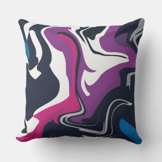 Abstract Swirls of Cool and Bold Colors Throw Pillow