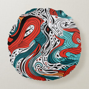 Abstract Swirls Round Throw Pillow