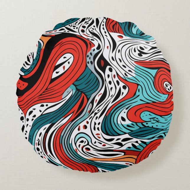 Abstract Swirls Round Throw Pillow (Front)