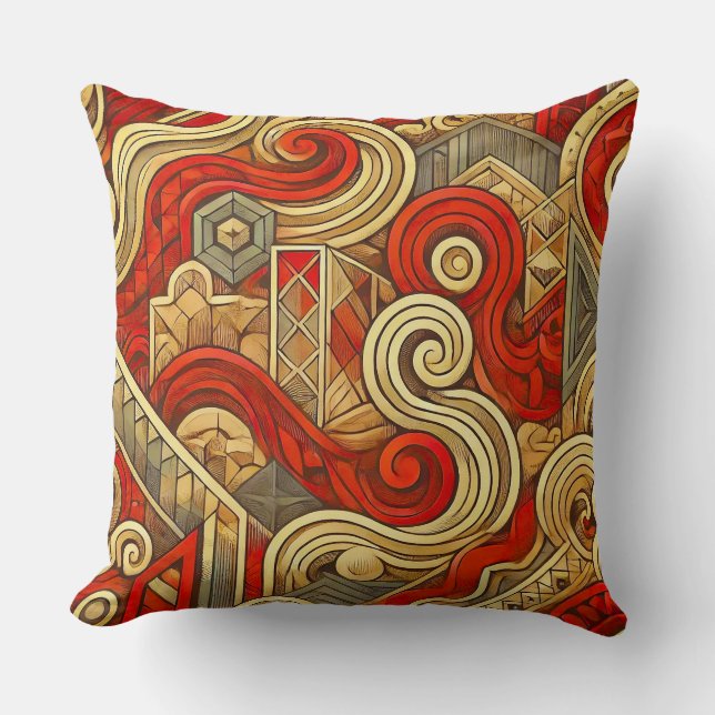 Abstract Swirls With Geometric Shapes For Decor ✨ Throw Pillow (Front)