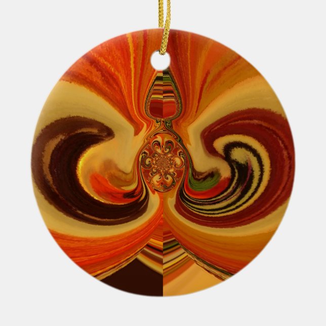 Abstract Swirls with Teardrop Centre Art Print Ceramic Ornament (Front)