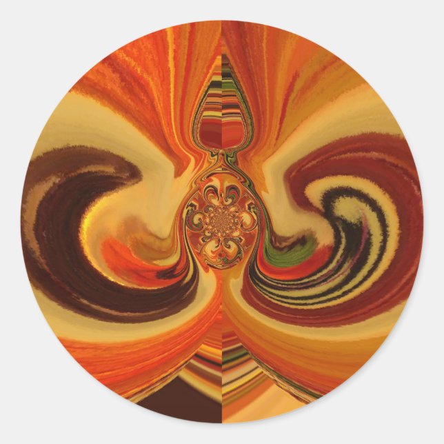 Abstract Swirls with Teardrop Centre Art Print Classic Round Sticker (Front)