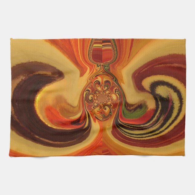 Abstract Swirls with Teardrop Centre Art Print Kitchen Towel (Horizontal)
