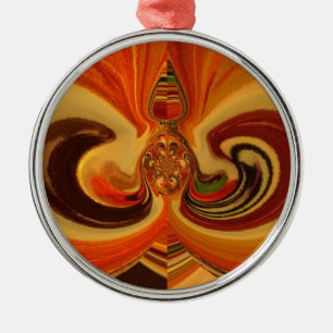 Abstract Swirls with Teardrop Centre Art Print Metal Ornament