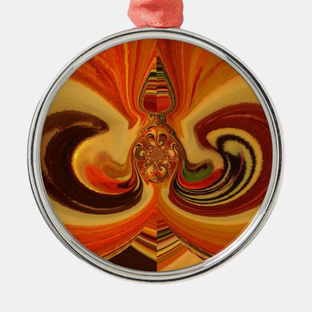 Abstract Swirls with Teardrop Centre Art Print Metal Ornament (Front)