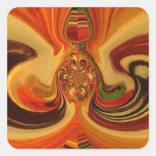 Abstract Swirls with Teardrop Centre Art Print Square Sticker