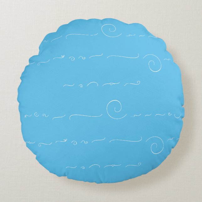 Abstract Symbolism on Sky Blue Round Pillow (Front)