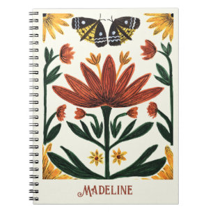 Abstract Symmetrical Flowers and Moths Notebook