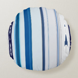 Abstract Symphony in Blue 5 (Vertical Lines) Round Pillow