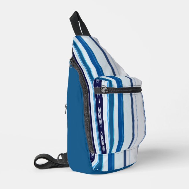 Abstract Symphony in Blue 5 (Vertical Lines) Sling Bag (Left Corner)