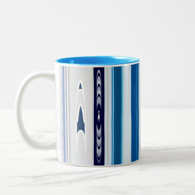 Abstract Symphony in Blue 5 (Vertical Lines) Two-Tone Coffee Mug (Left)
