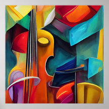 Abstract Symphony Painting of Violin,  Printable  