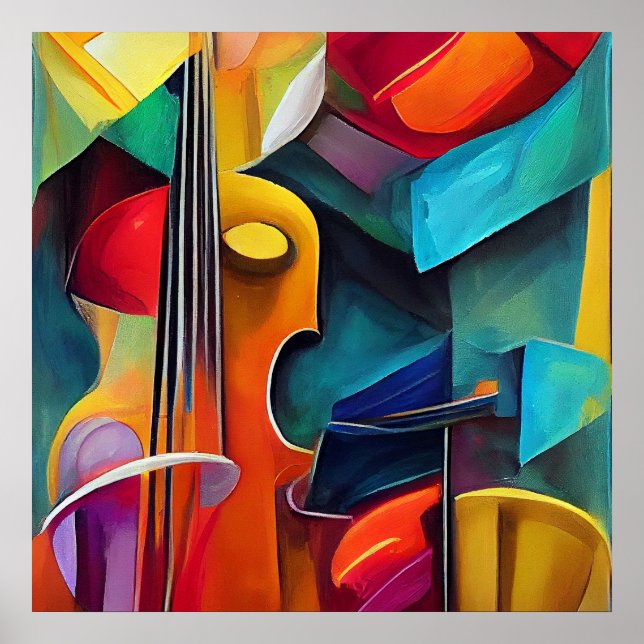 Abstract Symphony Painting of Violin,  Printable   Poster (Front)