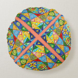 Abstract system round pillow