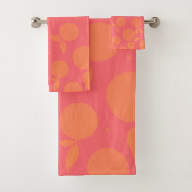 Abstract tangerine pattern bath towel set (Insitu)