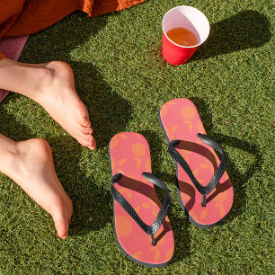 Abstract tangerine pattern flip flops