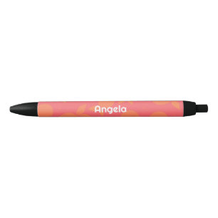 Abstract tangerine pattern pink and orange  black ink pen