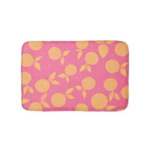 Abstract tangerine pink and yellow pattern bath mat
