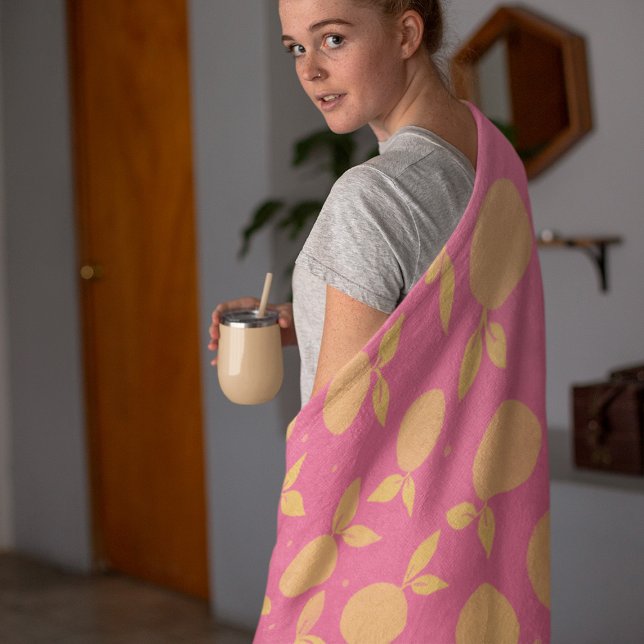 Abstract tangerine pink and yellow pattern fleece blanket (Creator Uploaded)