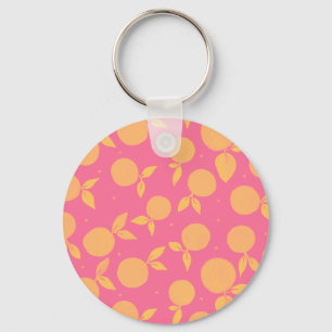Abstract tangerine pink and yellow pattern keychain