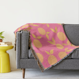 Abstract tangerine pink and yellow pattern throw blanket