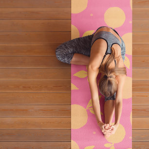 Abstract tangerine pink and yellow pattern yoga mat