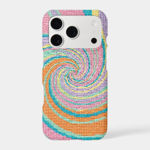 Abstract Tangerine Turquoise Ripple iPhone Cases
