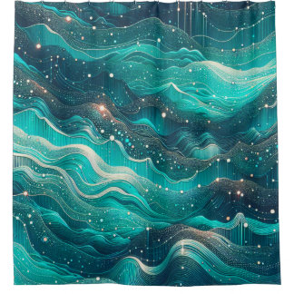 "Abstract Teal and Blue Water Waves"