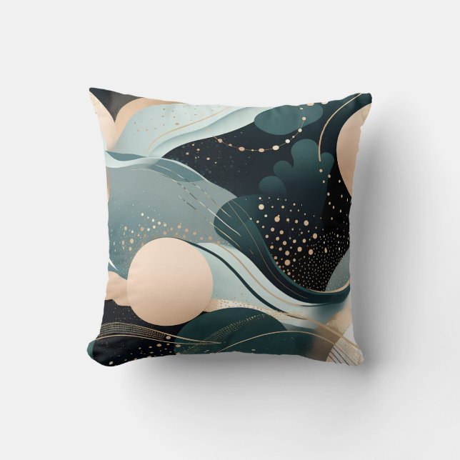 Abstract teal and blush pink modern design throw pillow (Front)