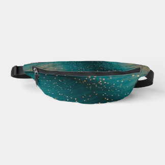 Abstract Teal and Gold Particle Wave Fanny Pack
