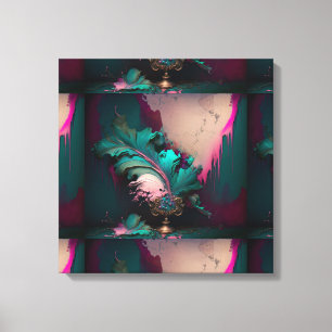 Abstract Teal and Pink Burst Canvas Print