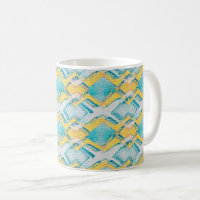 Abstract Teal and Yellow Diamonds