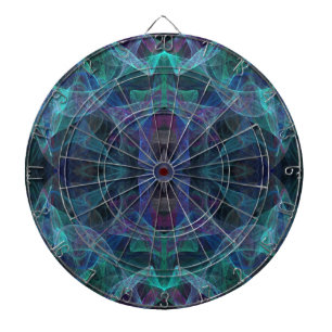 Abstract Teal, Blue, Green, Blk Fractal Dart Board