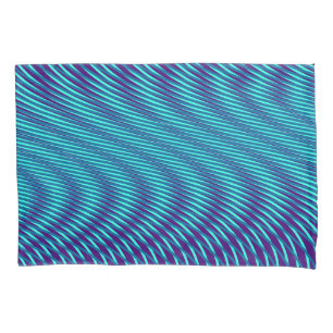 Abstract Teal Blue Psychedelic Stripes Mesmerizing Pillowcase