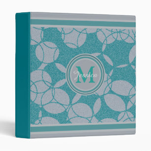 Abstract Teal Circles Pattern Personalised Binder