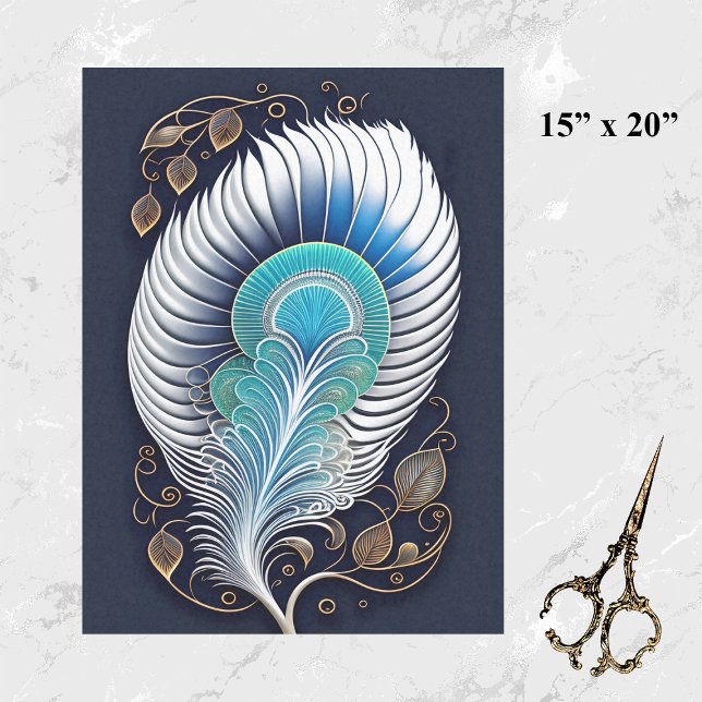 Abstract Teal Feather Illustration Tissue Paper (Creator Uploaded)
