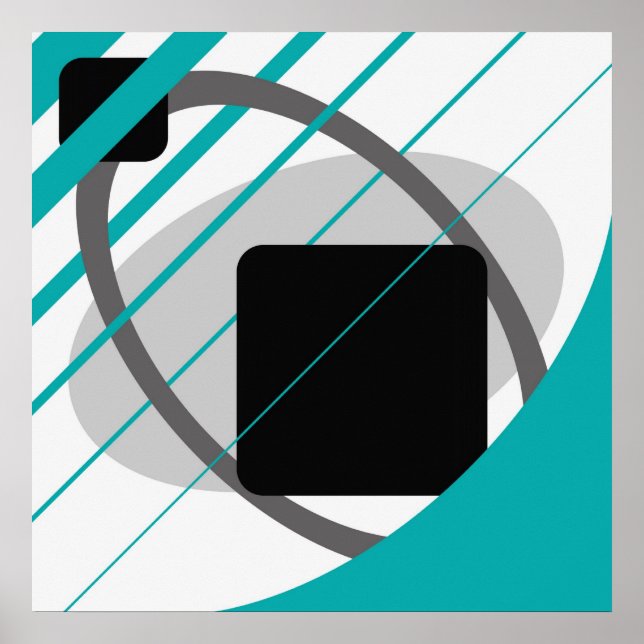 Abstract Teal Gray Off-White Black AP0002 Poster (Front)
